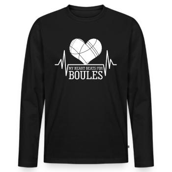 Boule Coeur Boules Boules Boccia Pétanque - T-shirt manches longues Premium bio Homme - noir - Devant - Nico (187cm)
