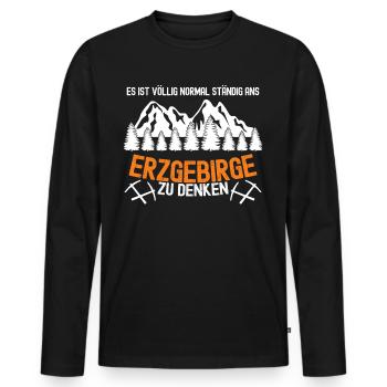 Erzgebirge Berge Wandern Erzgebirger - Männer Premium Bio Langarmshirt - Schwarz - Vorne - Nico (187cm)