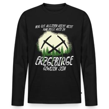 Erzgebirge Urlaub Erzgebirger - Männer Premium Bio Langarmshirt - Schwarz - Vorne - Nico (187cm)
