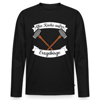 Erzgebirge Sachsen Erzgebirger - Männer Premium Bio Langarmshirt - Schwarz - Vorne - Nico (187cm)
