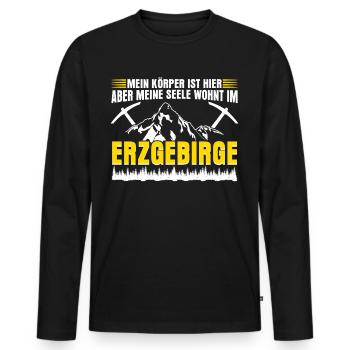 Erzgebirge Sachsen Berge Erzgebirger - Männer Premium Bio Langarmshirt - Schwarz - Vorne - Nico (187cm)