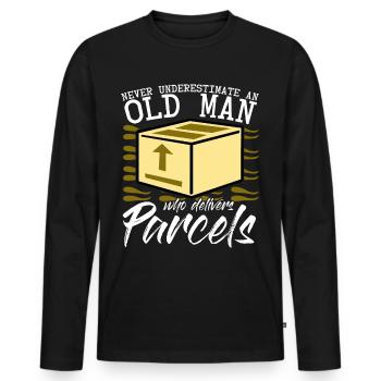 Livreur de colis, facteur, transporteur de colis - T-shirt manches longues Premium bio Homme - noir - Devant - Nico (187cm)