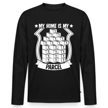 Livraison de colis colis maison de colis transporteur de colis - T-shirt manches longues Premium bio Homme - noir - Devant - Nico (187cm)