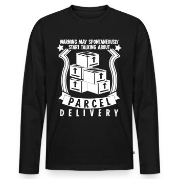 Transporteur de colis, facteur, livreur de colis - T-shirt manches longues Premium bio Homme - noir - Devant - Nico (187cm)