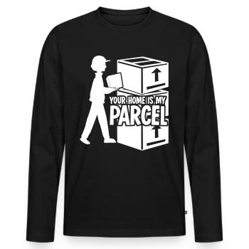 Livreur de colis Transporteur de colis Livreur postal - T-shirt manches longues Premium bio Homme - noir - Devant - Nico (187cm)