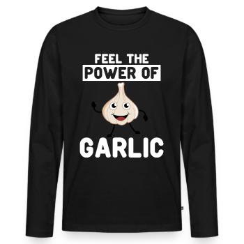 Feel the Power of Garlic - Männer Premium Bio Langarmshirt - Schwarz - Vorne - Nico (187cm)