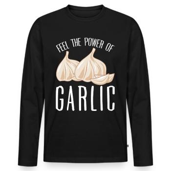 Garlic - Männer Premium Bio Langarmshirt - Schwarz - Vorne - Nico (187cm)