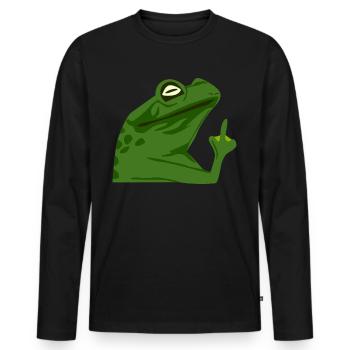 Frosch Mittelfinger Frösche - Männer Premium Bio Langarmshirt - Schwarz - Vorne - Nico (187cm)