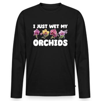 I Just Wet My Orchids Planzen Freund Orchideen - Männer Premium Bio Langarmshirt - Schwarz - Vorne - Nico (187cm)