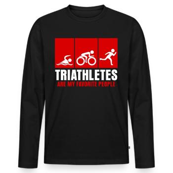 Triathlon Slogan Triathlètes Triathlète - T-shirt manches longues Premium bio Homme - noir - Devant - Nico (187cm)