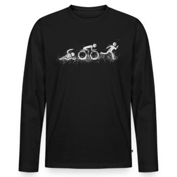 Triathlètes de triathlon Triathlète - T-shirt manches longues Premium bio Homme - noir - Devant - Nico (187cm)