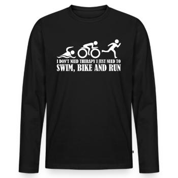 Triathlètes de triathlon Triathlète drôle - T-shirt manches longues Premium bio Homme - noir - Devant - Nico (187cm)
