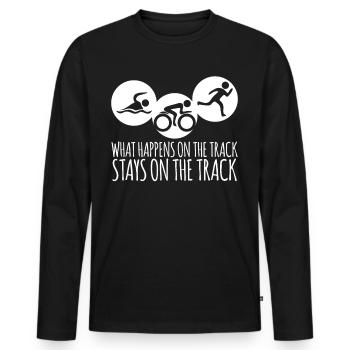 Triathlète Triathlètes Triathlon - T-shirt manches longues Premium bio Homme - noir - Devant - Nico (187cm)