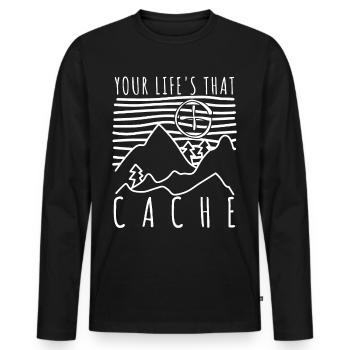 Geocacher Schatzsuche Geocache - Männer Premium Bio Langarmshirt - Schwarz - Vorne - Nico (187cm)