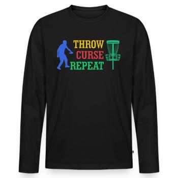Disc golf Frisbees Joke Disc Golf Frisbee - Men's Premium Organic Long Sleeve Shirt - black - Front - Nico (187cm)