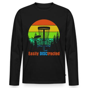 Disc Golf Frisbee Frisbee Sport Disc golf - Men's Premium Organic Long Sleeve Shirt - black - Front - Nico (187cm)