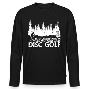 Disc golf player Disc golf Frisbee - Men's Premium Organic Long Sleeve Shirt - black - Front - Nico (187cm)