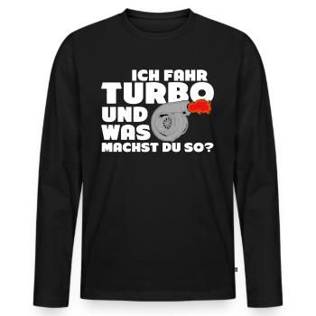 Turbolader Tuner Werkstatt Tuning - Männer Premium Bio Langarmshirt - Schwarz - Vorne - Nico (187cm)