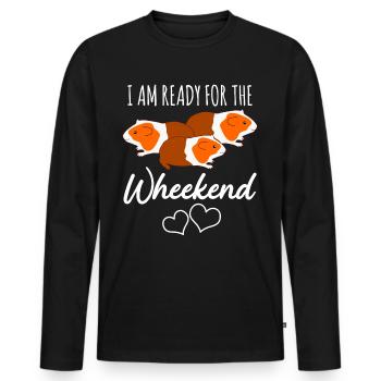 Week-end de blagues des cochons d’Inde - T-shirt manches longues Premium bio Homme - noir - Devant - Nico (187cm)