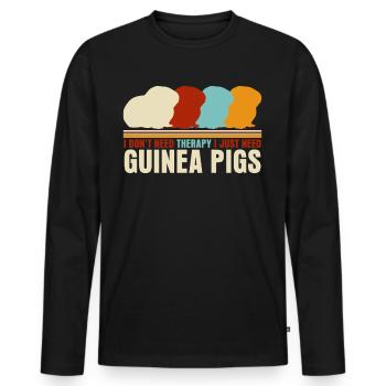 Meerschweinchen Retro Cochons d’Inde - T-shirt manches longues Premium bio Homme - noir - Devant - Nico (187cm)