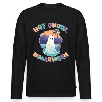 Groovy Ghost Palm Beach Hot Ghoul Halloween - Men's Premium Organic Long Sleeve Shirt - black - Front - Nico (187cm)