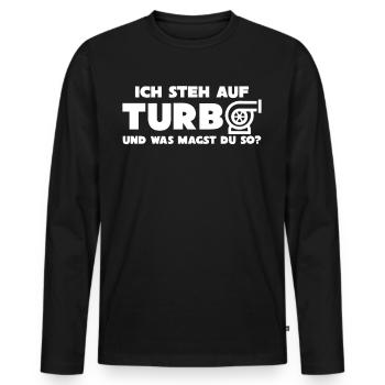 Turbolader Werkstatt Tuning - Männer Premium Bio Langarmshirt - Schwarz - Vorne - Nico (187cm)