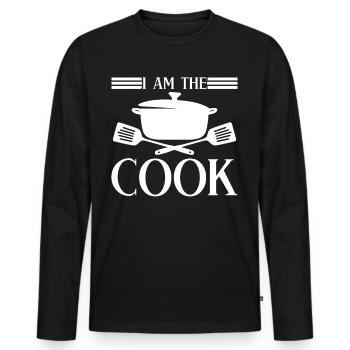 Chef cuisinier Chef cuisine Cuisinier à domicile - T-shirt manches longues Premium bio Homme - noir - Devant - Nico (187cm)