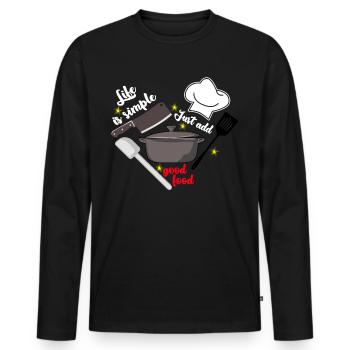 Cuisine Cuisine Accueil Chef cuisinier Couteau de chef - T-shirt manches longues Premium bio Homme - noir - Devant - Nico (187cm)