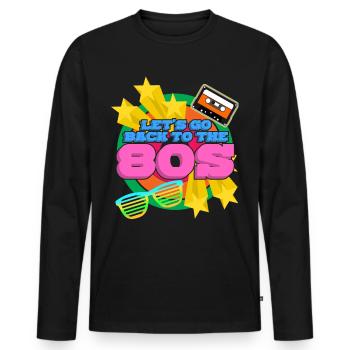 80s 1980 Disco Party 80er - Männer Premium Bio Langarmshirt - Schwarz - Vorne - Nico (187cm)