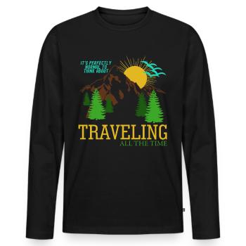 Reise Verreisen Wandern Urlaub - Männer Premium Bio Langarmshirt - Schwarz - Vorne - Nico (187cm)