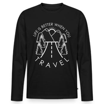 Reise Urlaub Verreisen Ausflug Kurzreise - Männer Premium Bio Langarmshirt - Schwarz - Vorne - Nico (187cm)