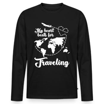 Reise Verreisen Ausflug Flugreise Urlaub - Männer Premium Bio Langarmshirt - Schwarz - Vorne - Nico (187cm)