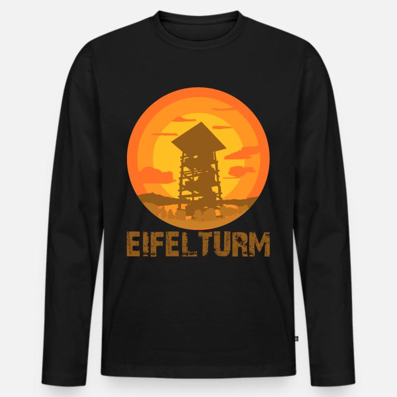 Eifel Wandern Aussichtsturm Eifler - Männer Premium Bio Langarmshirt - Schwarz