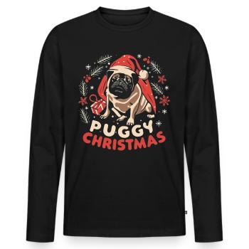 Frohe Weihnachten Mops - Männer Premium Bio Langarmshirt - Schwarz - Vorne - Nico (187cm)