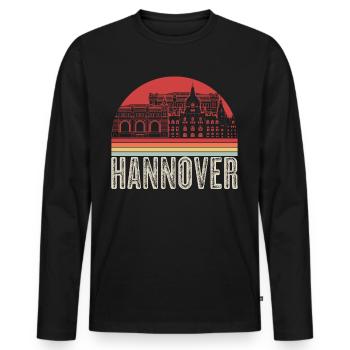 Souvenir rétro de Hanovre - T-shirt manches longues Premium bio Homme - noir - Devant - Nico (187cm)