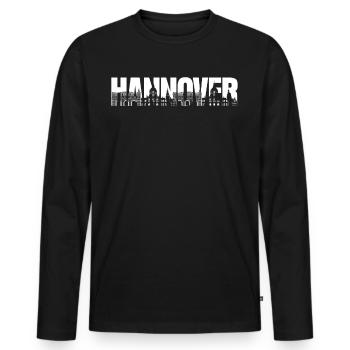 Souvenir de Hanovre avec des bâtiments - T-shirt manches longues Premium bio Homme - noir - Devant - Nico (187cm)