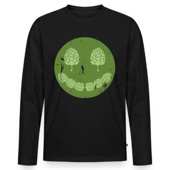 Beer Smile Beer Brewer Hops - Men's Premium Organic Long Sleeve Shirt - black - Front - Nico (187cm)