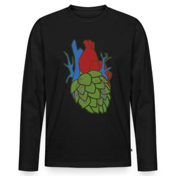 Hops Heart Beer Brewery Hobby Brewer - Men's Premium Organic Long Sleeve Shirt - black - Front - Nico (187cm)