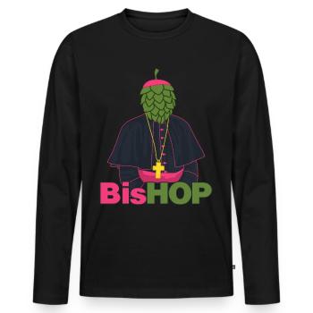 Hops Bishop Beer Brewery - Men's Premium Organic Long Sleeve Shirt - black - Front - Nico (187cm)