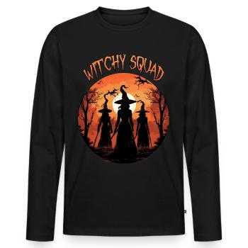 Halloween Witchy Squad Halloween Chemise d’Halloween - T-shirt manches longues Premium bio Homme - noir - Devant - Nico (187cm)