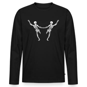 Dancing Halloween Boogie-Woogie Skeletons - Men's Premium Organic Long Sleeve Shirt - black - Front - Nico (187cm)