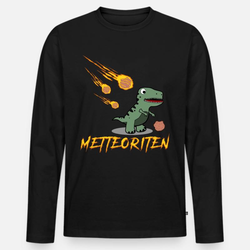 Hackfleisch Dinosaurier Mettbrötchen - Männer Premium Bio Langarmshirt - Schwarz