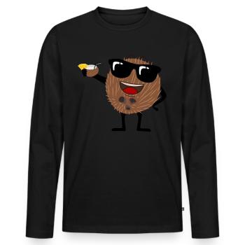 Coconut with sunglasses Coconuts - Men's Premium Organic Long Sleeve Shirt - black - Front - Nico (187cm)