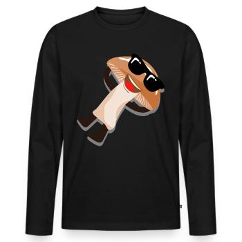 Mushroom with sunglasses mushroom picker mushrooms - Men's Premium Organic Long Sleeve Shirt - black - Front - Nico (187cm)