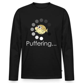 Tampon de poisson-globe - T-shirt manches longues Premium bio Homme - noir - Devant - Nico (187cm)