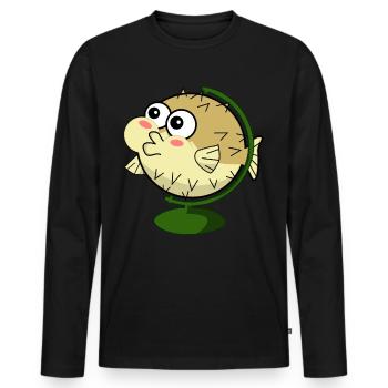 Funny puffer fish - Men's Premium Organic Long Sleeve Shirt - black - Front - Nico (187cm)
