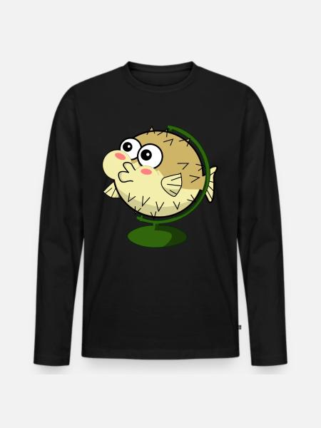 Funny puffer fish - Men's Premium Organic Long Sleeve Shirt - black