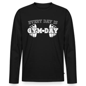 Bodybuilder Fitness Gym Strongman - T-shirt manches longues Premium bio Homme - noir - Devant - Nico (187cm)