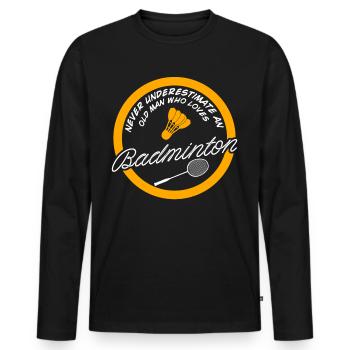 Badmintonspieler Badminton - Männer Premium Bio Langarmshirt - Schwarz - Vorne - Nico (187cm)