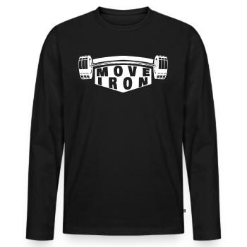 Bodybuilder Dumbbell Fitness Gym - T-shirt manches longues Premium bio Homme - noir - Devant - Nico (187cm)